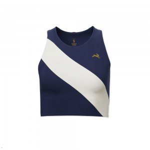 Tracksmith Bell Lap Oberteile Damen Navy Weiß | 021ABOTRC