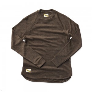 Tracksmith Downeaster Crew Sweatshirt Damen Kaffee | 708BPMQTJ