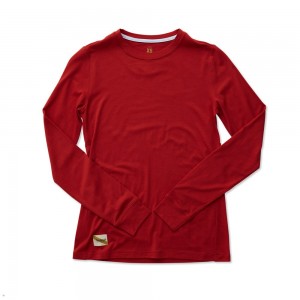 Tracksmith Harrier Long Sleeve Hemd Damen Rot | 348ZGIJWH