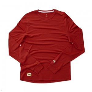 Tracksmith Harrier Long Sleeve Hemd Herren Rot | 632CTMENQ