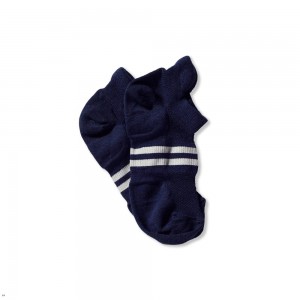 Tracksmith Merino No Show Socken Navy Weiß | 431JKLQNR