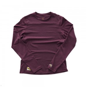 Tracksmith Session Long Sleeve Hemd Damen Bordeaux | 385ENMCPK