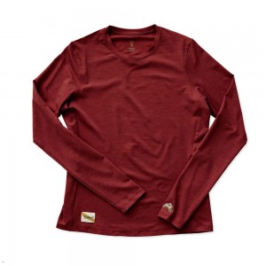 Tracksmith Session Long Sleeve Hemd Damen Rot | 192CMKHEO