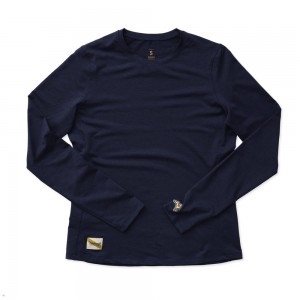 Tracksmith Session Long Sleeve Hemd Damen Navy | 128TWGBKM