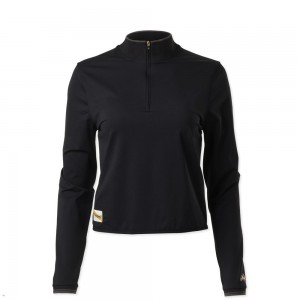 Tracksmith Session Quarter Zip Sweatshirt Damen Schwarz | 354OUYNPA