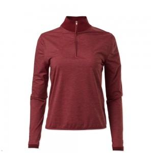 Tracksmith Session Quarter Zip Sweatshirt Damen Rot | 265XCOKZA