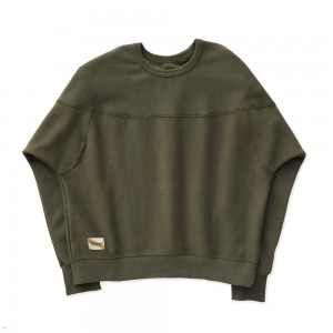 Tracksmith Trackhouse Crew Sweatshirt Damen Olivgrün | 029VSGNAX