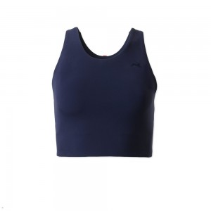 Tracksmith Turnover Crop Oberteile Damen Navy | 815RJAPWE