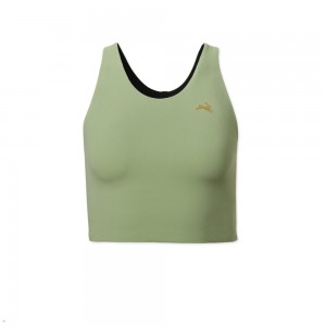 Tracksmith Turnover Crop Oberteile Damen Olivgrün | 921GWKSHE