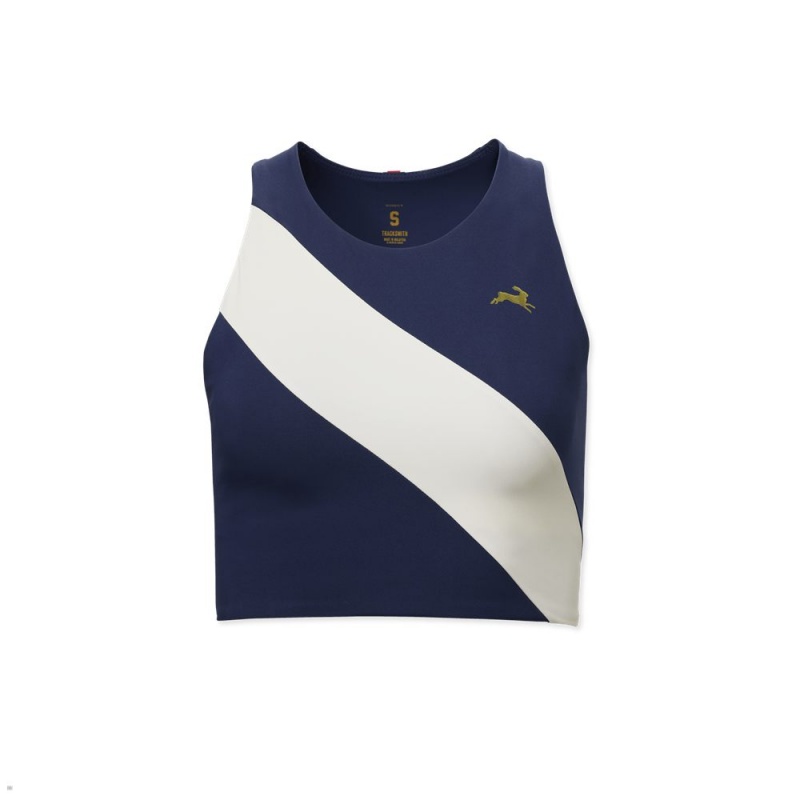 Tracksmith Bell Lap Oberteile Damen Navy Weiß | 021ABOTRC