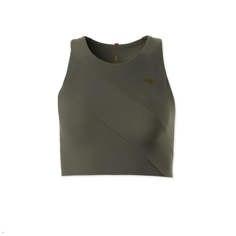 Tracksmith Bell Lap Oberteile Damen Olivgrün | 830XIVECA