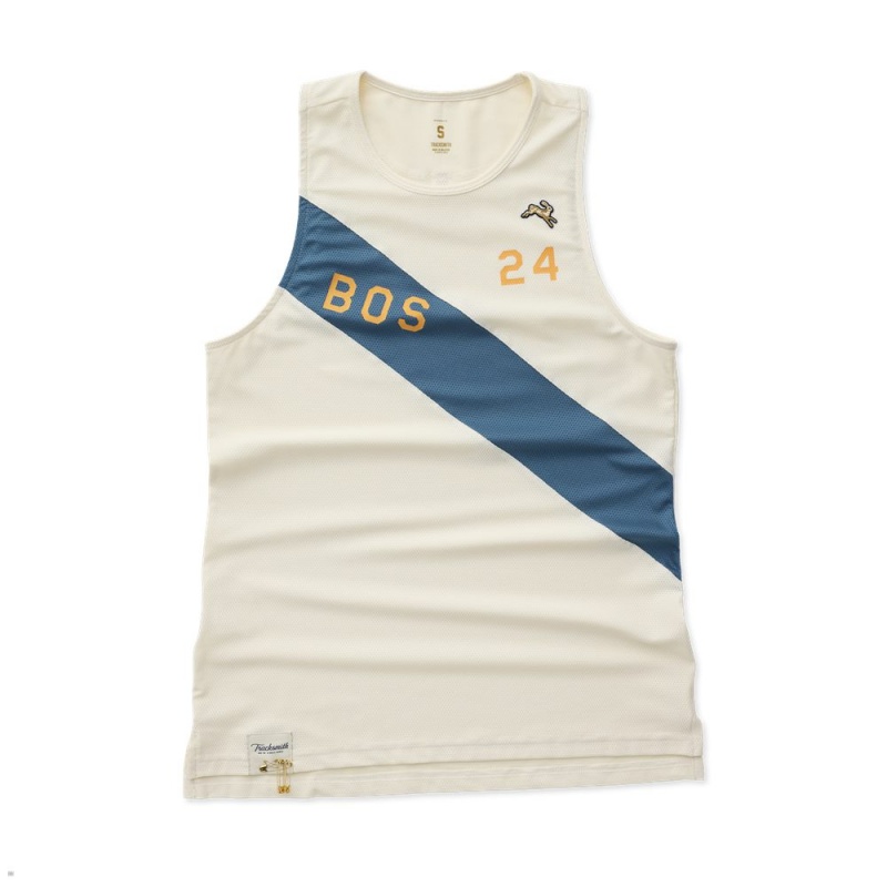 Tracksmith Boston Tanktop Damen Weiß Blau | 576SPUYAF