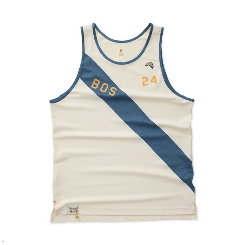 Tracksmith Boston Tanktop Herren Weiß Blau | 501RWBIZS