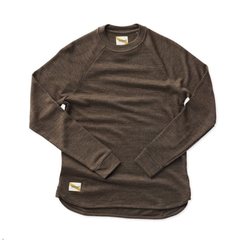 Tracksmith Downeaster Crew Sweatshirt Damen Kaffee | 708BPMQTJ