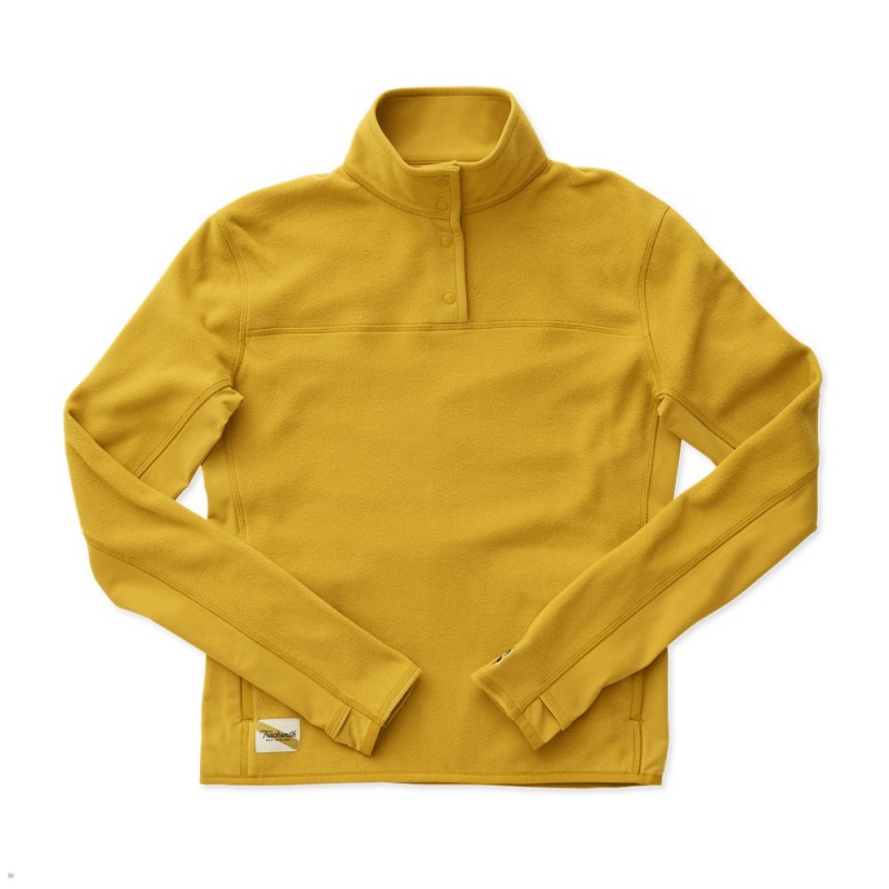 Tracksmith Franklin Quarter Snap Sweatshirt Damen Gold | 902RHMKDA