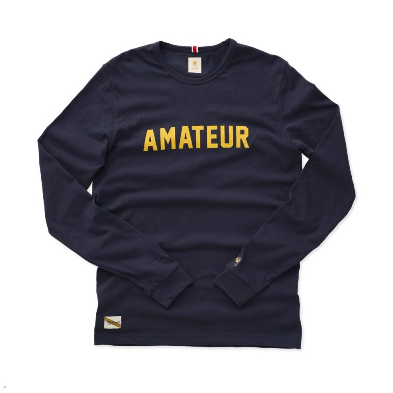 Tracksmith Grayboy Long Sleeve Amateur Hemd Herren Navy | 526MFAQVZ