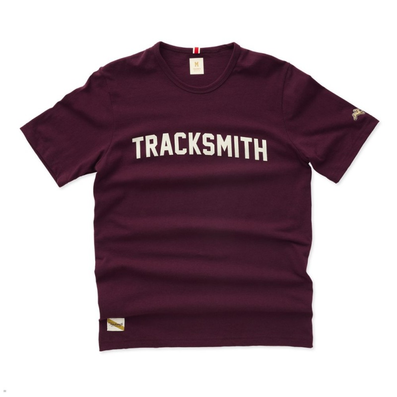 Tracksmith Grayboy T-Shirt Damen Bordeaux Weiß | 036WFIRMC