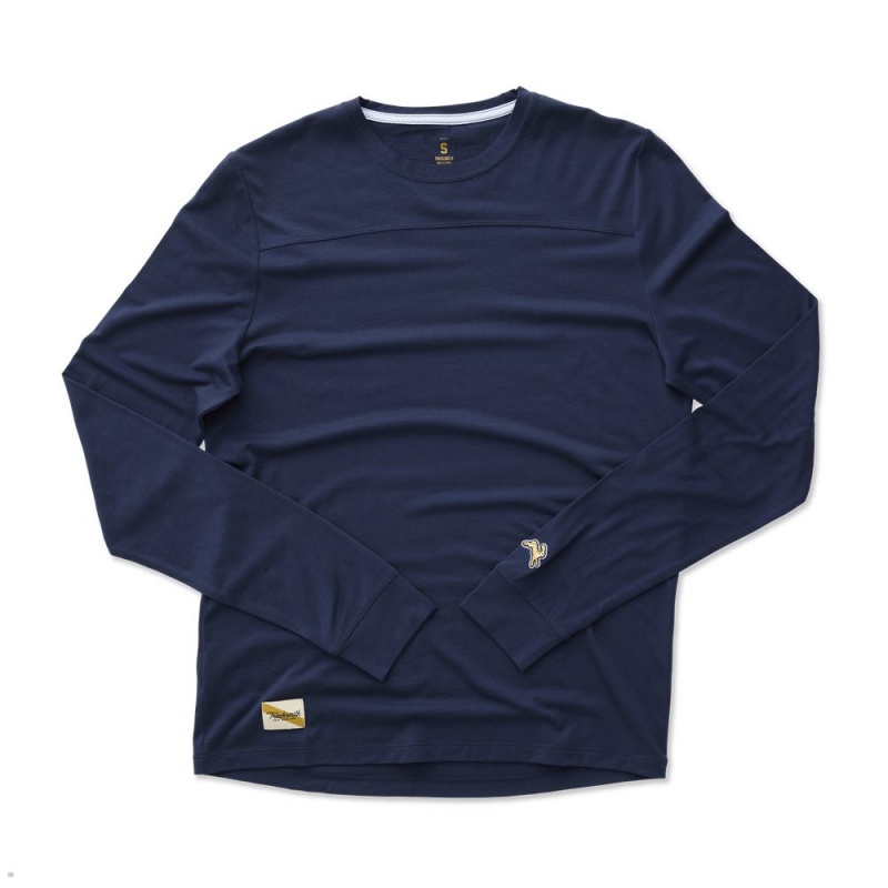 Tracksmith Harrier Long Sleeve Hemd Herren Navy | 361OYCMAZ