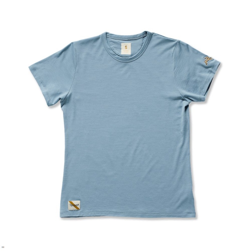 Tracksmith Harrier T-Shirt Damen Blau | 230HKPAOL