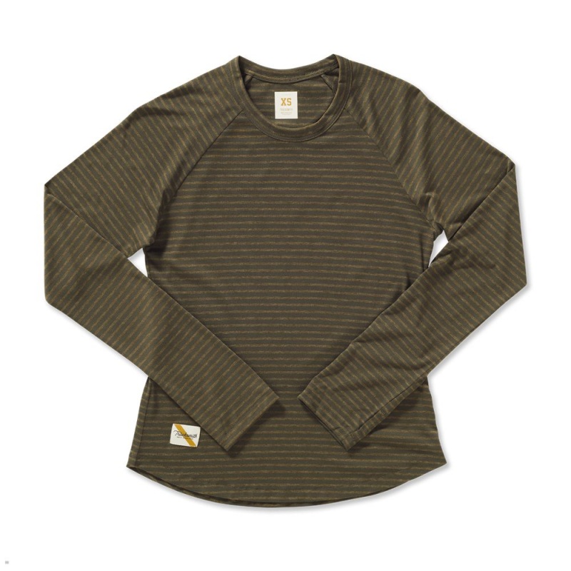 Tracksmith Horizon Long Sleeve Hemd Damen Olivgrün | 560JIRVCH