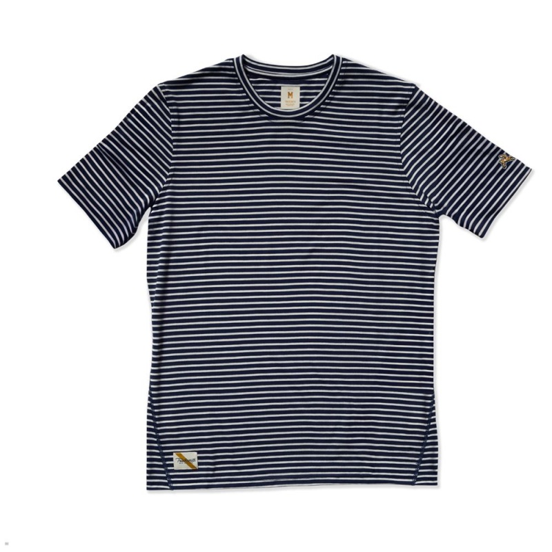 Tracksmith Horizon T-Shirt Herren Navy Weiß | 651BUXCDI