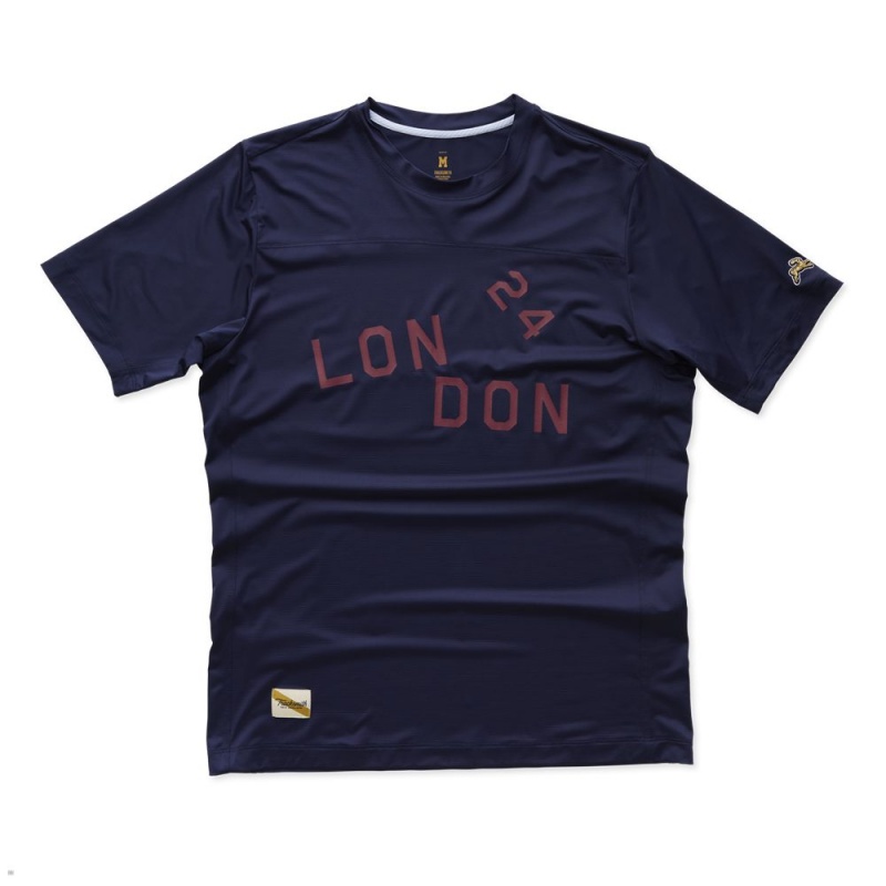 Tracksmith London T-Shirt Herren Navy | 094ZGNUQT