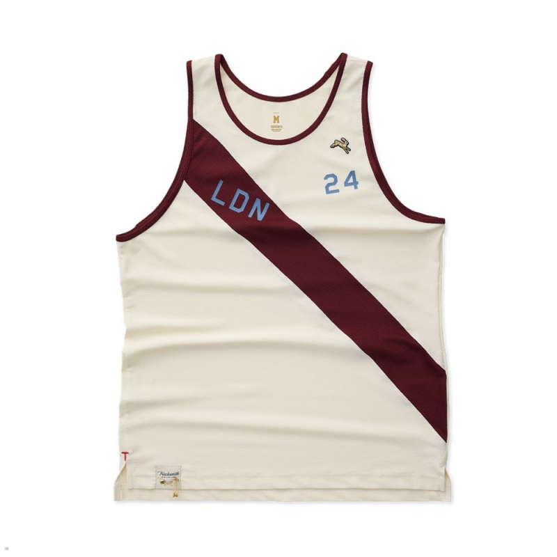 Tracksmith London Tanktop Herren Weiß Bordeaux | 784VTBDIQ