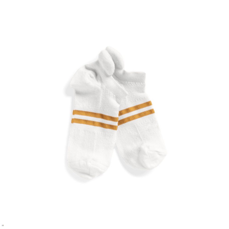 Tracksmith Merino No Show Socken Weiß Gold | 409ZALSCV