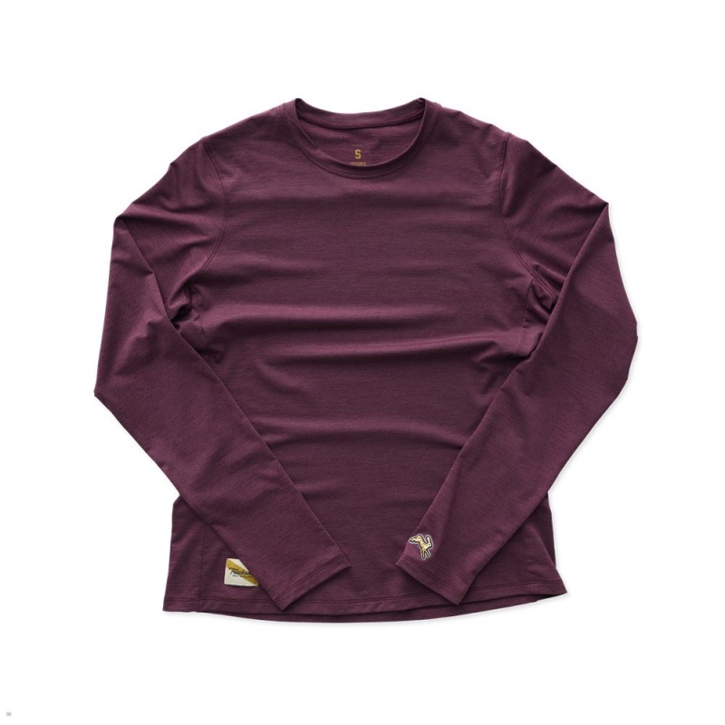 Tracksmith Session Long Sleeve Hemd Damen Bordeaux | 385ENMCPK