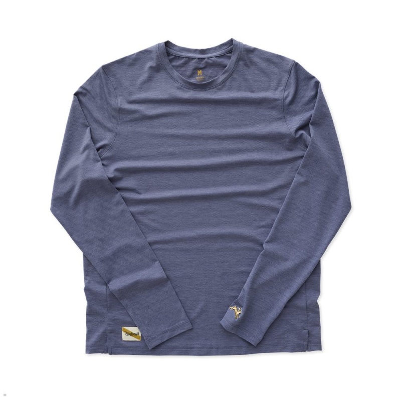 Tracksmith Session Long Sleeve Hemd Herren Blau | 387MPTKHW