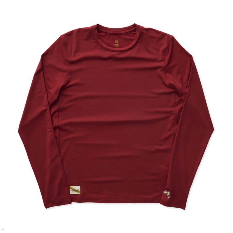 Tracksmith Session Long Sleeve Hemd Herren Rot | 768VTWARI