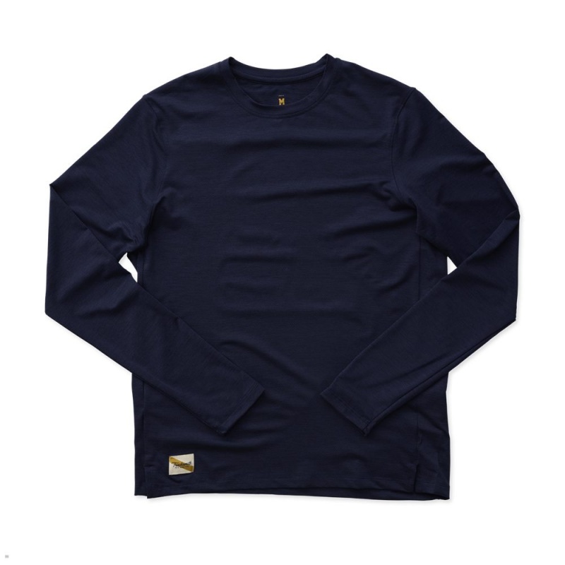 Tracksmith Session Long Sleeve Hemd Herren Navy | 830ODBCFN