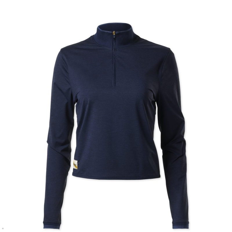 Tracksmith Session Quarter Zip Sweatshirt Damen Navy | 570TCRGSW