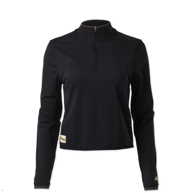 Tracksmith Session Quarter Zip Sweatshirt Damen Schwarz | 354OUYNPA