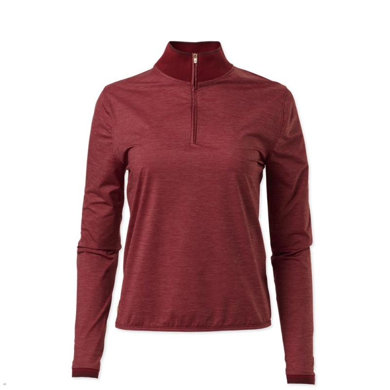 Tracksmith Session Quarter Zip Sweatshirt Damen Rot | 265XCOKZA