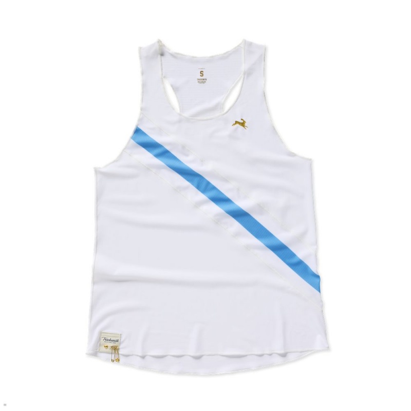 Tracksmith Strata 2023 Tanktop Damen Weiß Blau | 260UIYJHA