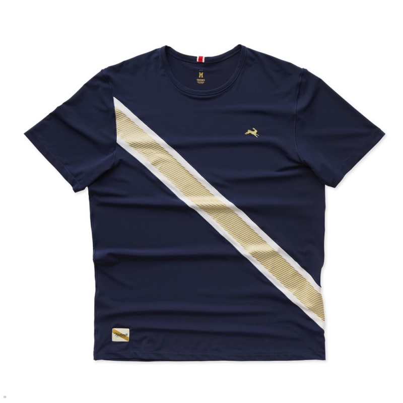 Tracksmith Strata T-Shirt Herren Navy Gold | 193TUMODZ