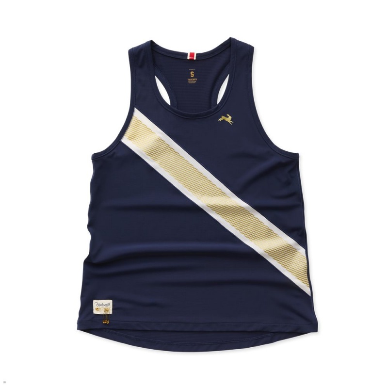 Tracksmith Strata Tanktop Damen Navy Gold | 419BACJRV