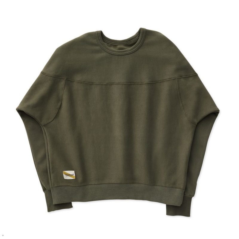 Tracksmith Trackhouse Crew Sweatshirt Damen Olivgrün | 029VSGNAX