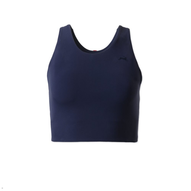 Tracksmith Turnover Crop Oberteile Damen Navy | 815RJAPWE