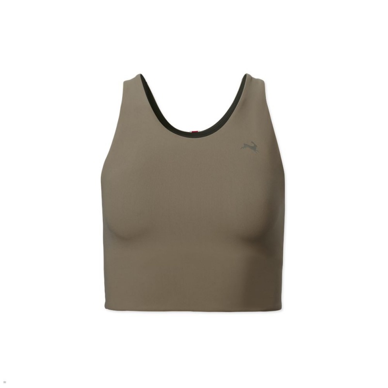 Tracksmith Turnover Crop Oberteile Damen Khaki | 508HPNKTI