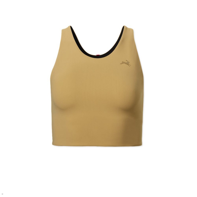 Tracksmith Turnover Crop Oberteile Damen Gelb | 361SDMOCG