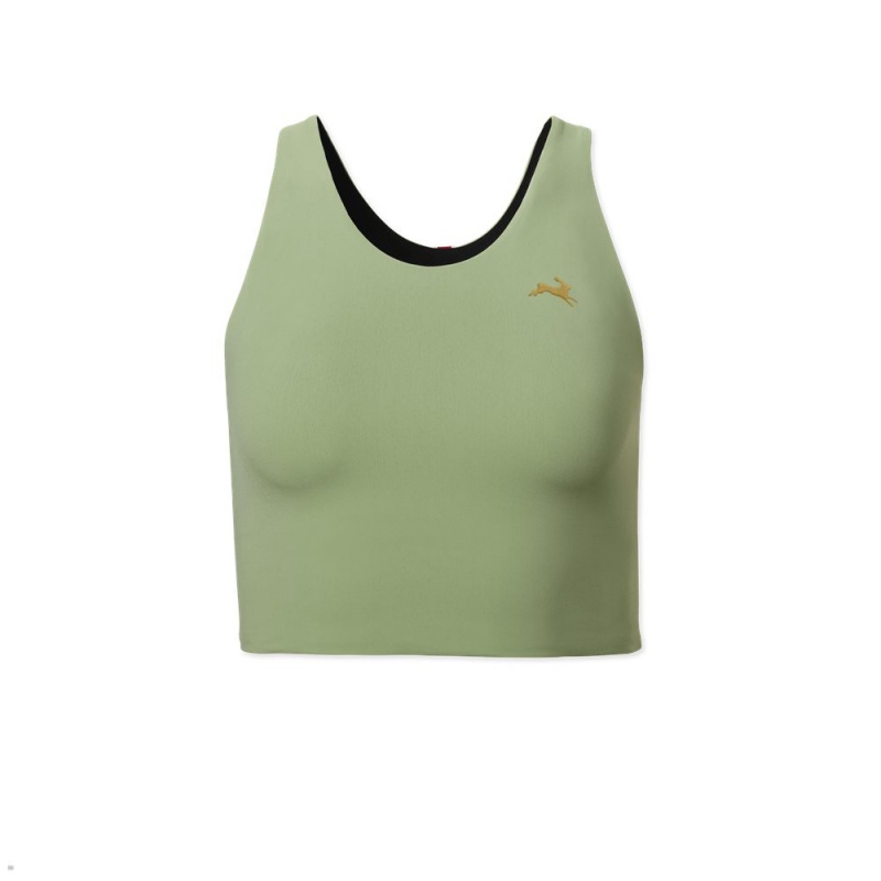 Tracksmith Turnover Crop Oberteile Damen Olivgrün | 921GWKSHE