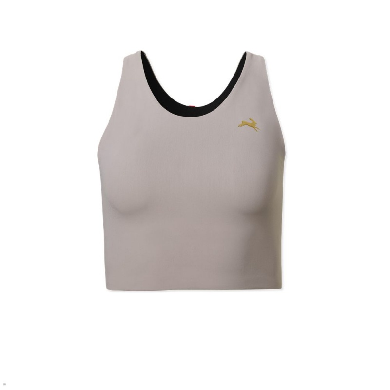 Tracksmith Turnover Crop Oberteile Damen Grau | 981HEJZNK